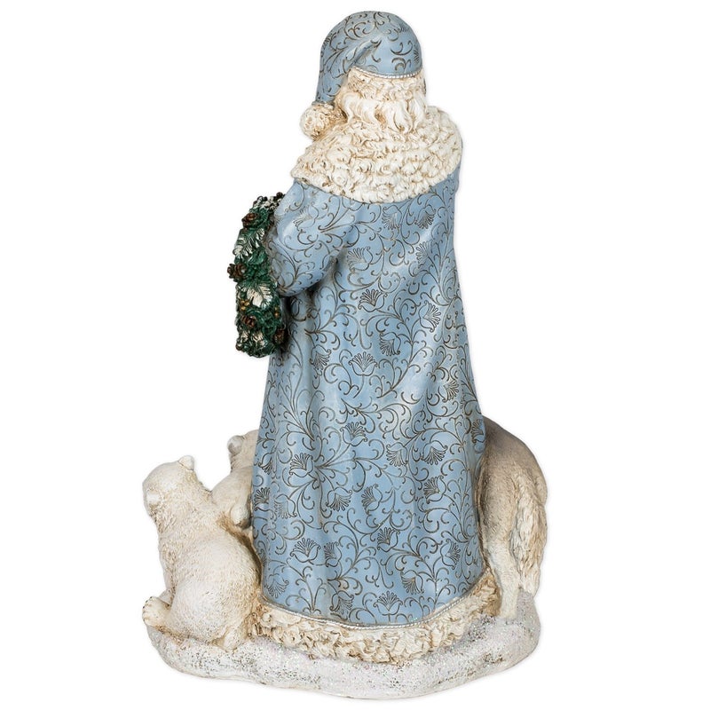 Roman Joseph's Studio, 16" H Winter Blue Santa with Forest Animals, Tabletop Christmas Decoration, Holiday Home Decor - Image 3